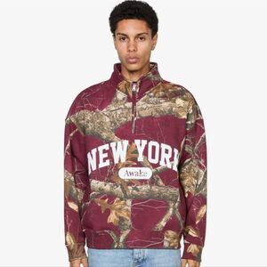 Authentic Awake NY New York Camo 1/2 Zip Sweatshirt | Size Large